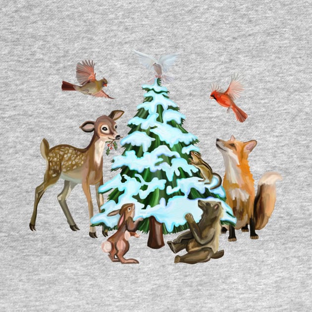 Christmas Woodland Animals of the Forest by Art by Deborah Camp